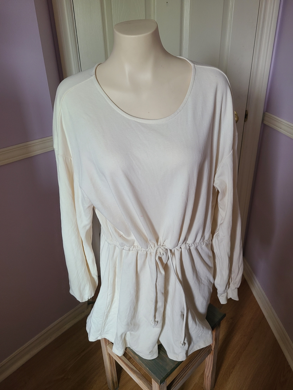 H&M Cream Long Sleeve Drawstring Tunic